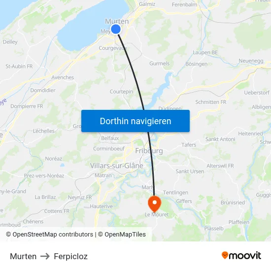 Murten to Ferpicloz map