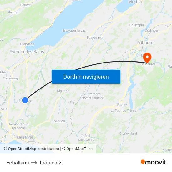 Echallens to Ferpicloz map