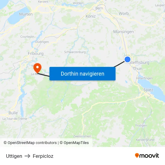 Uttigen to Ferpicloz map