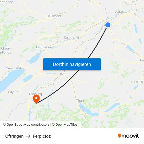 Oftringen to Ferpicloz map
