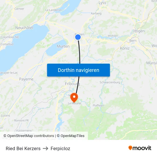 Ried Bei Kerzers to Ferpicloz map