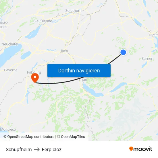 Schüpfheim to Ferpicloz map