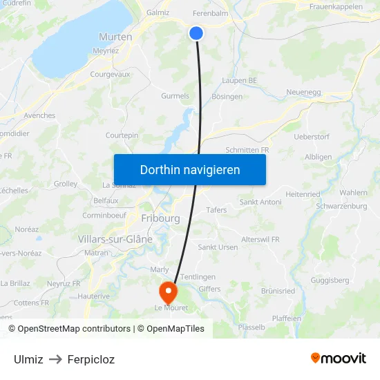 Ulmiz to Ferpicloz map