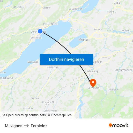 Milvignes to Ferpicloz map