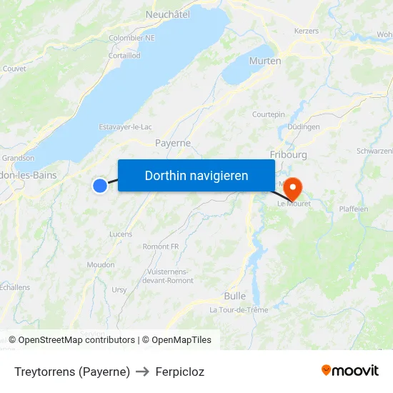 Treytorrens (Payerne) to Ferpicloz map