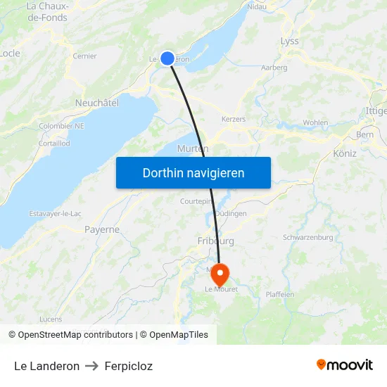 Le Landeron to Ferpicloz map