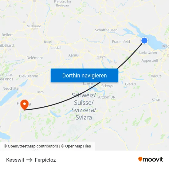 Kesswil to Ferpicloz map