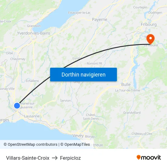 Villars-Sainte-Croix to Ferpicloz map