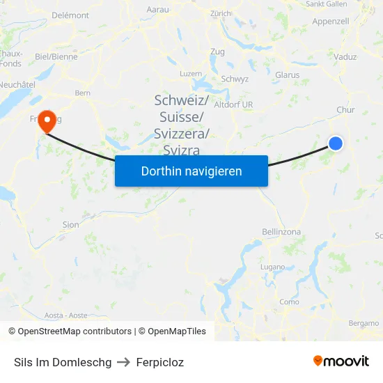 Sils Im Domleschg to Ferpicloz map
