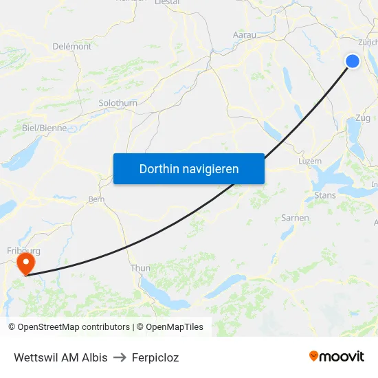 Wettswil AM Albis to Ferpicloz map