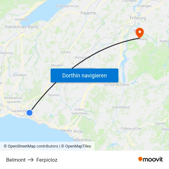 Belmont to Ferpicloz map