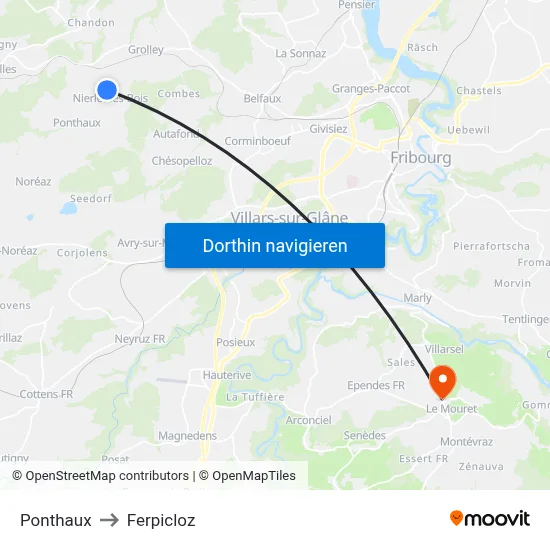 Ponthaux to Ferpicloz map