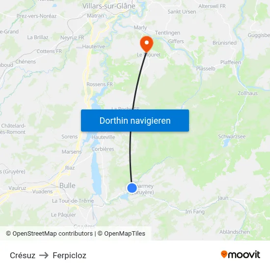 Crésuz to Ferpicloz map