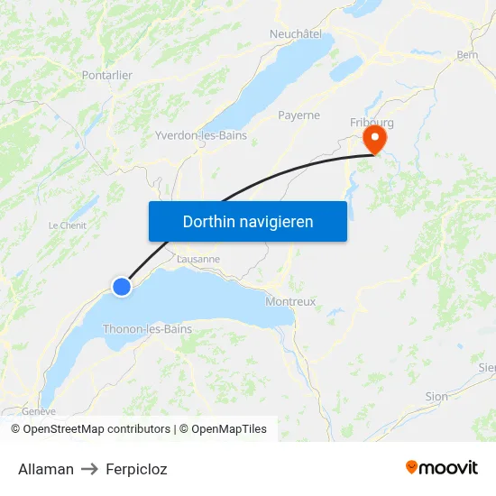 Allaman to Ferpicloz map