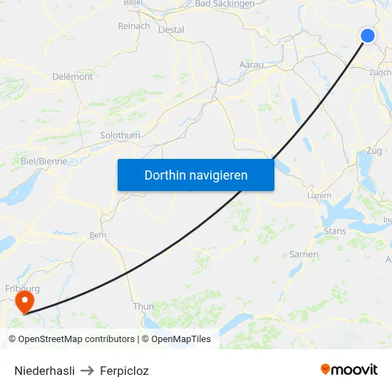 Niederhasli to Ferpicloz map