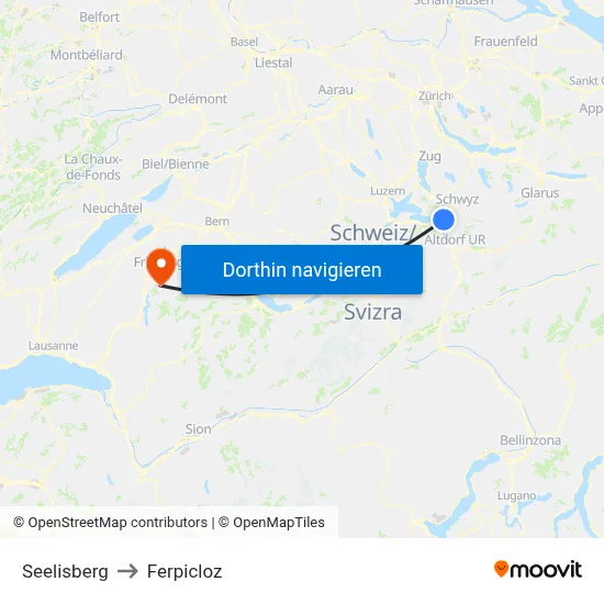 Seelisberg to Ferpicloz map