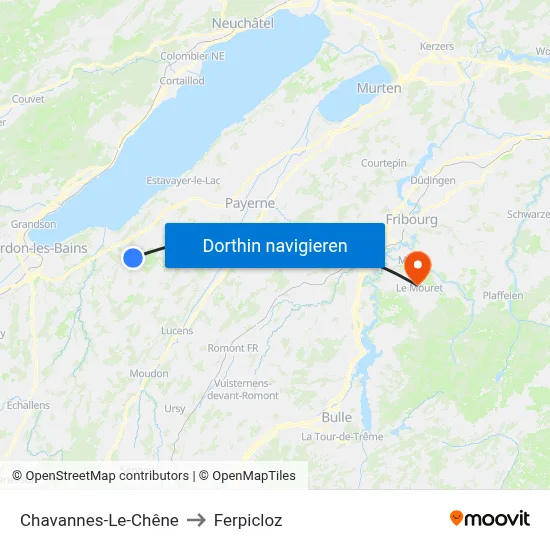 Chavannes-Le-Chêne to Ferpicloz map