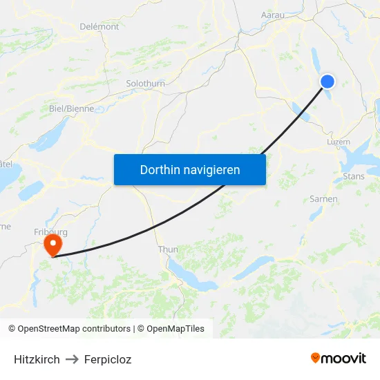 Hitzkirch to Ferpicloz map