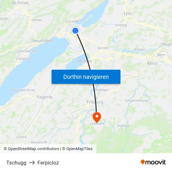 Tschugg to Ferpicloz map