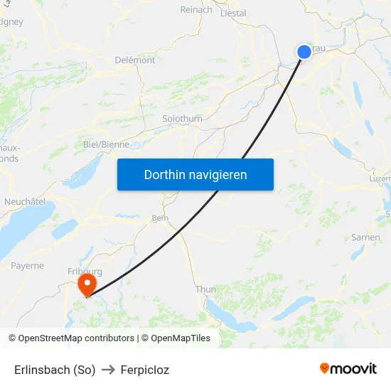 Erlinsbach (So) to Ferpicloz map