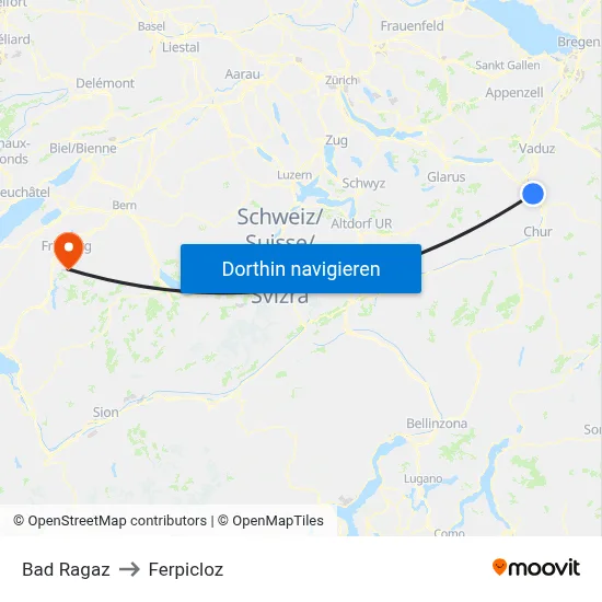 Bad Ragaz to Ferpicloz map