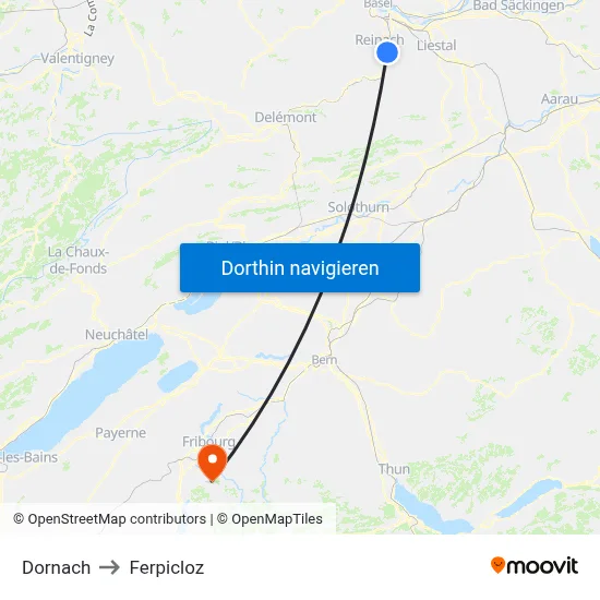 Dornach to Ferpicloz map