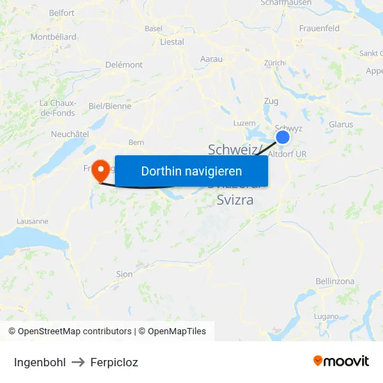 Ingenbohl to Ferpicloz map