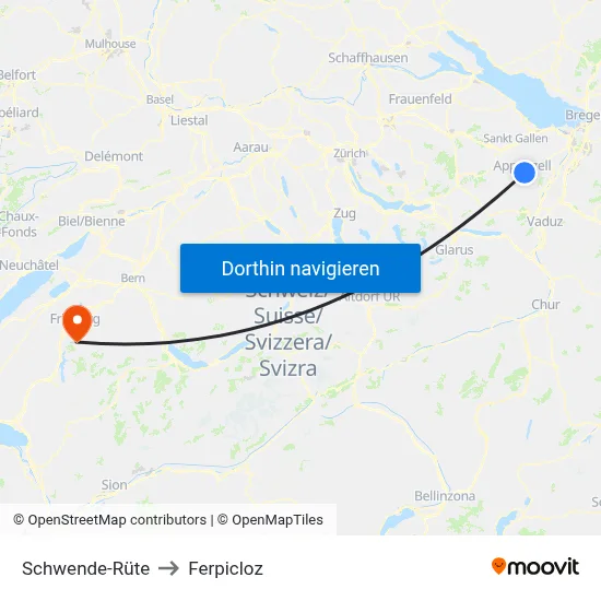 Schwende-Rüte to Ferpicloz map
