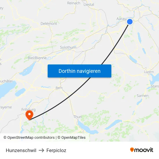 Hunzenschwil to Ferpicloz map