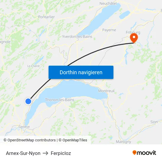 Arnex-Sur-Nyon to Ferpicloz map