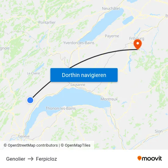 Genolier to Ferpicloz map