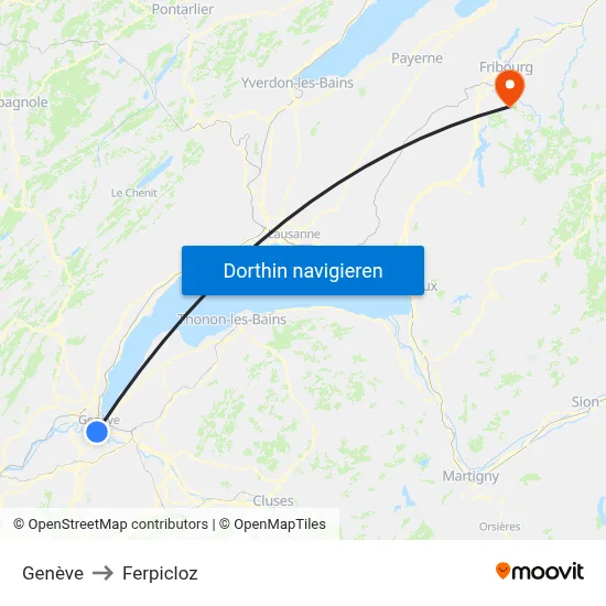 Genève to Ferpicloz map