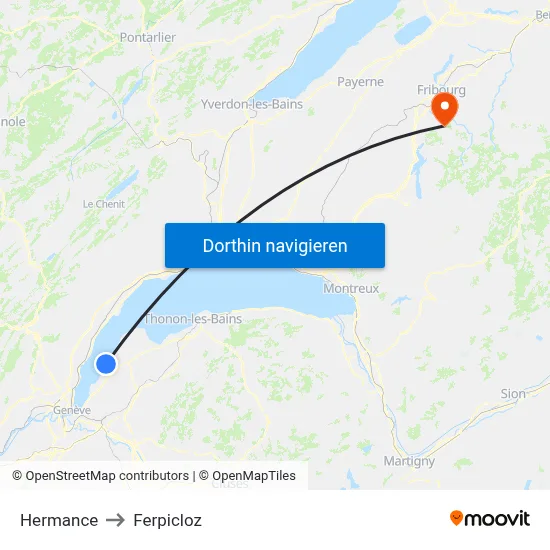 Hermance to Ferpicloz map