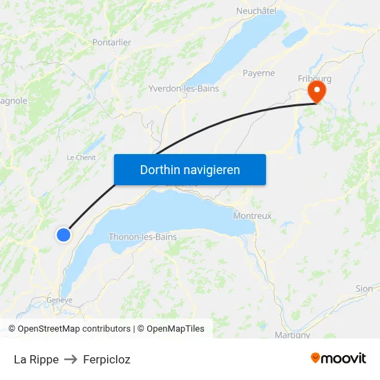 La Rippe to Ferpicloz map