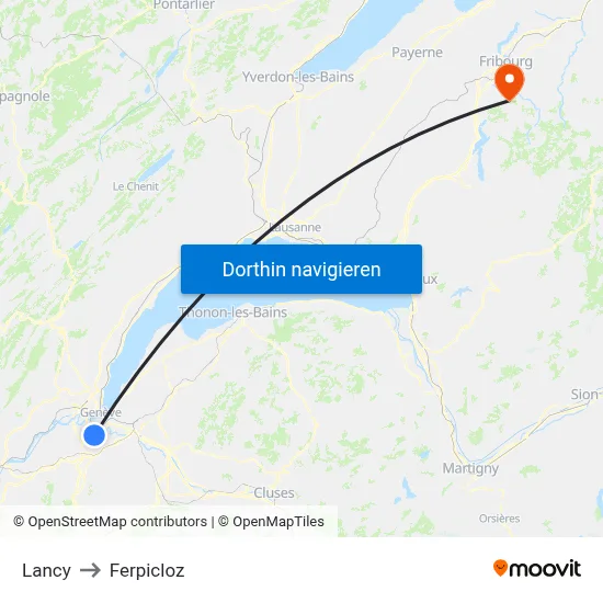 Lancy to Ferpicloz map