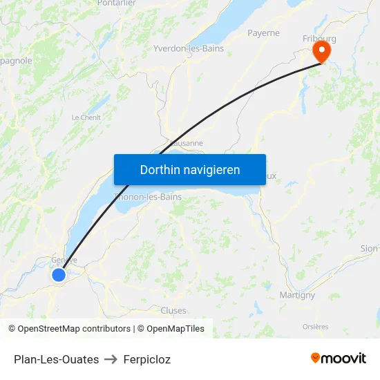 Plan-Les-Ouates to Ferpicloz map