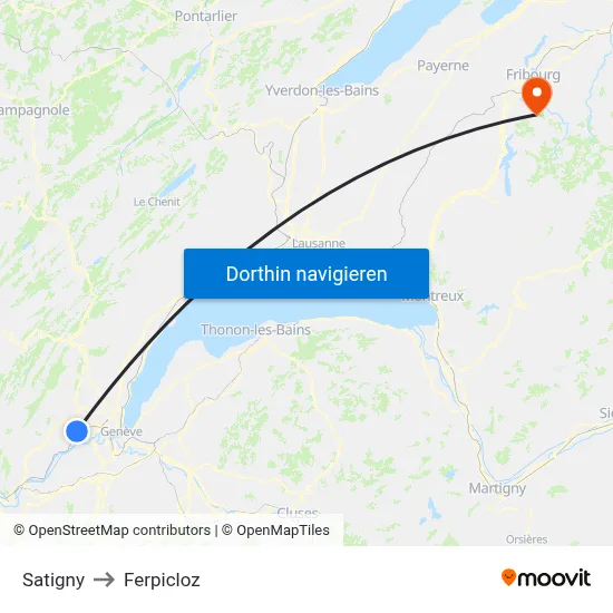 Satigny to Ferpicloz map