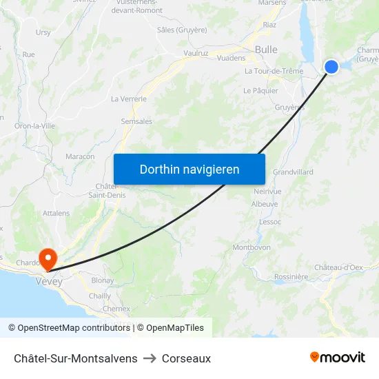 Châtel-Sur-Montsalvens to Corseaux map