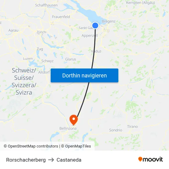 Rorschacherberg to Castaneda map