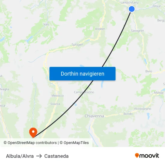 Albula/Alvra to Castaneda map