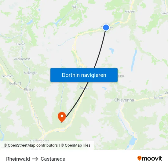Rheinwald to Castaneda map