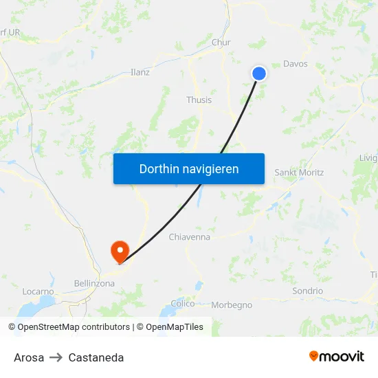 Arosa to Castaneda map
