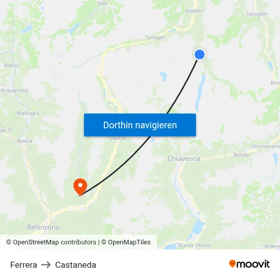 Ferrera to Castaneda map