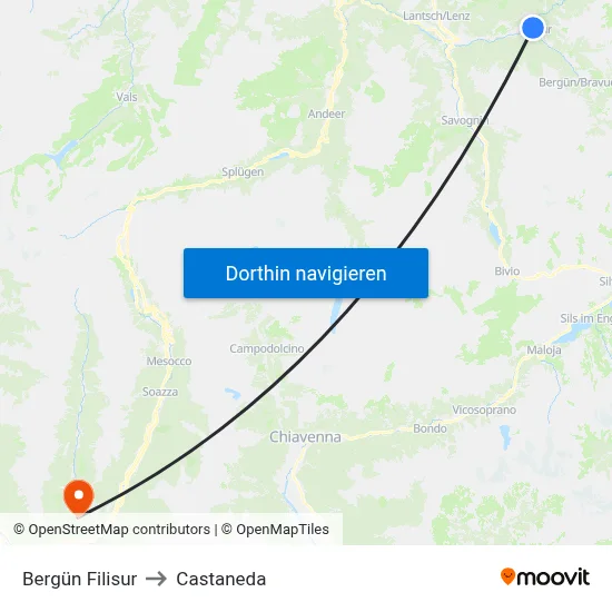 Bergün Filisur to Castaneda map