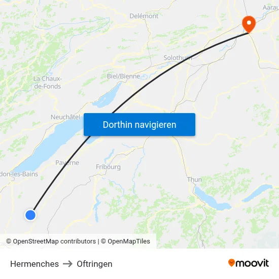 Hermenches to Oftringen map