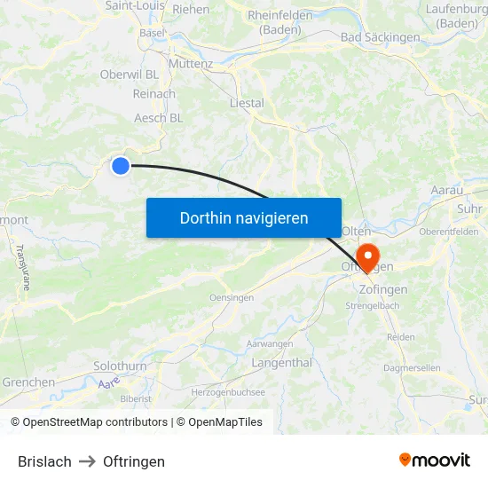 Brislach to Oftringen map