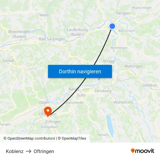 Koblenz to Oftringen map