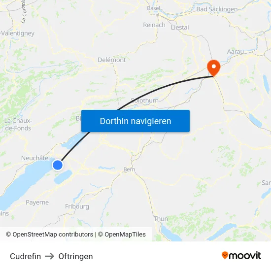 Cudrefin to Oftringen map