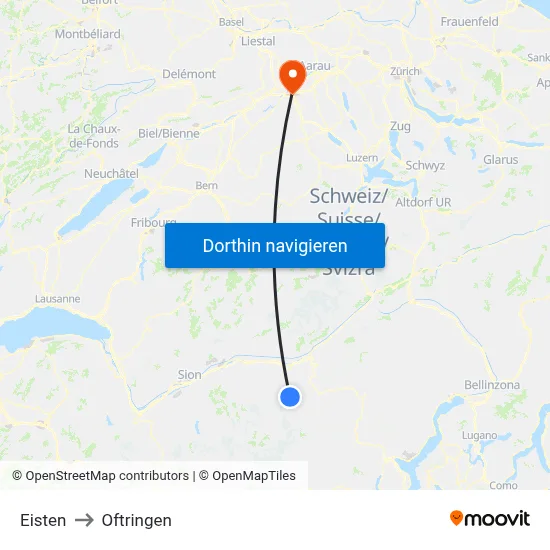 Eisten to Oftringen map