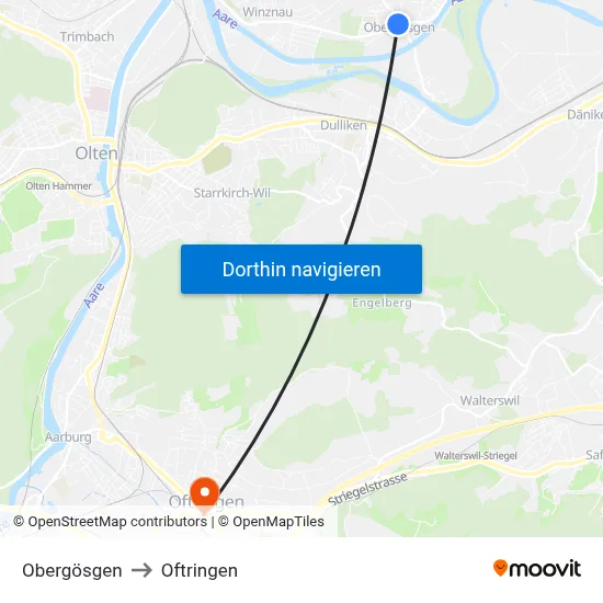 Obergösgen to Oftringen map